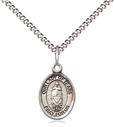 [9346SS/18S] Sterling Silver Our Lady of Tears Pendant on a 18 inch Light Rhodium Light Curb chain