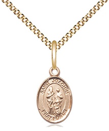 [9348GF/18G] 14kt Gold Filled Saint Joachim Pendant on a 18 inch Gold Plate Light Curb chain