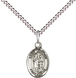 [9348SS/18S] Sterling Silver Saint Joachim Pendant on a 18 inch Light Rhodium Light Curb chain