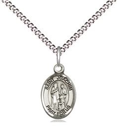 [9348SS/18S] Sterling Silver Saint Joachim Pendant on a 18 inch Light Rhodium Light Curb chain
