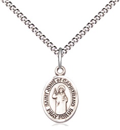 [9350SS/18S] Sterling Silver Saint John of Capistrano Pendant on a 18 inch Light Rhodium Light Curb chain
