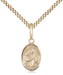 [9351GF/18G] 14kt Gold Filled Saint Januarius Pendant on a 18 inch Gold Plate Light Curb chain
