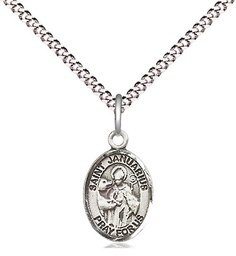 [9351SS/18S] Sterling Silver Saint Januarius Pendant on a 18 inch Light Rhodium Light Curb chain