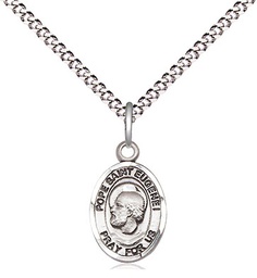 [9352SS/18S] Sterling Silver Pope St Eugene I Pendant on a 18 inch Light Rhodium Light Curb chain