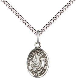 [9354SS/18S] Sterling Silver Saint Catherine of Bologna Pendant on a 18 inch Light Rhodium Light Curb chain
