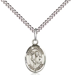 [9355SS/18S] Sterling Silver Saint Dunstan Pendant on a 18 inch Light Rhodium Light Curb chain