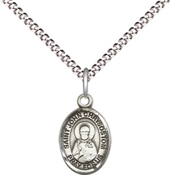 [9357SS/18S] Sterling Silver Saint John Chrysostom Pendant on a 18 inch Light Rhodium Light Curb chain