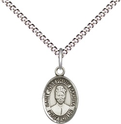 [9360SS/18S] Sterling Silver Saint Josephine Bakhita Pendant on a 18 inch Light Rhodium Light Curb chain