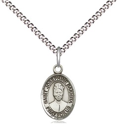 [9360SS/18S] Sterling Silver Saint Josephine Bakhita Pendant on a 18 inch Light Rhodium Light Curb chain