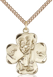 [4136GF/24GF] 14kt Gold Filled Saint Christopher Pendant on a 24 inch Gold Filled Heavy Curb chain