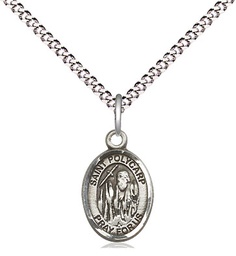 [9363SS/18S] Sterling Silver Saint Polycarp of Smyrna Pendant on a 18 inch Light Rhodium Light Curb chain