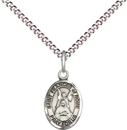 [9365SS/18S] Sterling Silver Saint Frances of Rome Pendant on a 18 inch Light Rhodium Light Curb chain