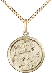 [4140GF/18G] 14kt Gold Filled Saint Joseph Pendant on a 18 inch Gold Plate Light Curb chain