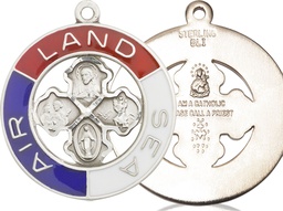 [4142SS] Sterling Silver Land, Sea, Air Medal
