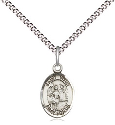 [9368SS/18S] Sterling Silver Saint Vitus Pendant on a 18 inch Light Rhodium Light Curb chain