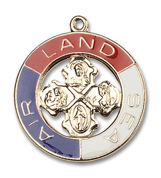 [4142SSG] Gold Plate Sterling Silver Land, Sea, Air Medal