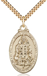 [4143GF/24G] 14kt Gold Filled Jewish Protection Pendant on a 24 inch Gold Plate Heavy Curb chain