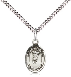 [9369SS/18S] Sterling Silver Saint Philip Neri Pendant on a 18 inch Light Rhodium Light Curb chain