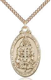 [4143GF/24GF] 14kt Gold Filled Jewish Protection Pendant on a 24 inch Gold Filled Heavy Curb chain