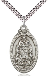 [4143SS/24S] Sterling Silver Jewish Protection Pendant on a 24 inch Light Rhodium Heavy Curb chain