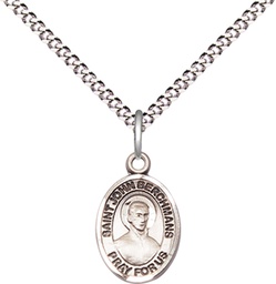[9370SS/18S] Sterling Silver Saint John Berchmans Pendant on a 18 inch Light Rhodium Light Curb chain