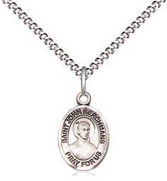 [9370SS/18S] Sterling Silver Saint John Berchmans Pendant on a 18 inch Light Rhodium Light Curb chain