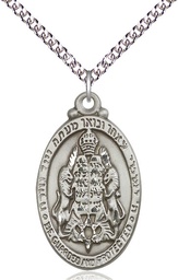 [4143SS/24SS] Sterling Silver Jewish Protection Pendant on a 24 inch Sterling Silver Heavy Curb chain