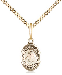 [9371GF/18G] 14kt Gold Filled Saint Rose Philippine Duchesne Pendant on a 18 inch Gold Plate Light Curb chain