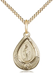[4144MGF/18G] 14kt Gold Filled Miraculous Pendant on a 18 inch Gold Plate Light Curb chain