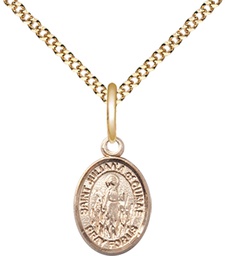 [9372GF/18G] 14kt Gold Filled Saint Juliana of Cumae Pendant on a 18 inch Gold Plate Light Curb chain