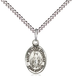 [9372SS/18S] Sterling Silver Saint Juliana Pendant on a 18 inch Light Rhodium Light Curb chain