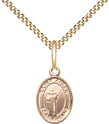 [9381GF/18G] 14kt Gold Filled Saint Aidan of Lindesfarne Pendant on a 18 inch Gold Plate Light Curb chain