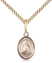[9382GF/18G] 14kt Gold Filled Saint Theodora Pendant on a 18 inch Gold Plate Light Curb chain