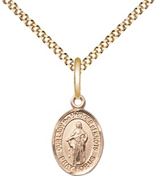 [9383GF/18G] 14kt Gold Filled Our Lady the Undoer of Knots Pendant on a 18 inch Gold Plate Light Curb chain