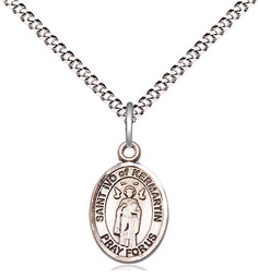 [9384SS/18S] Sterling Silver Saint Ivo Pendant on a 18 inch Light Rhodium Light Curb chain