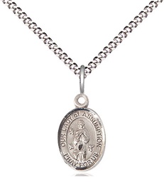[9388SS/18S] Sterling Silver Our Lady of Assumption Pendant on a 18 inch Light Rhodium Light Curb chain