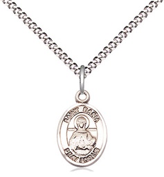 [9396SS/18S] Sterling Silver Saint Daria Pendant on a 18 inch Light Rhodium Light Curb chain