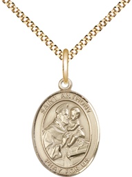 [8004GF/18G] 14kt Gold Filled Saint Anthony of Padua Pendant on a 18 inch Gold Plate Light Curb chain