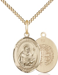 [8008GF/18G] 14kt Gold Filled Saint Benedict Pendant on a 18 inch Gold Plate Light Curb chain