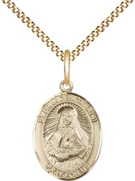 [8011GF/18G] 14kt Gold Filled Saint Frances Cabrini Pendant on a 18 inch Gold Plate Light Curb chain