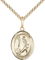 [8030GF/18G] 14kt Gold Filled Saint Dominic de Guzman Pendant on a 18 inch Gold Plate Light Curb chain