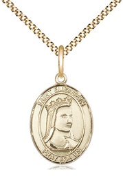 [8033GF/18G] 14kt Gold Filled Saint Elizabeth of Hungary Pendant on a 18 inch Gold Plate Light Curb chain