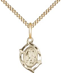 [4154GF/18G] 14kt Gold Filled Guardian Angel Pendant on a 18 inch Gold Plate Light Curb chain