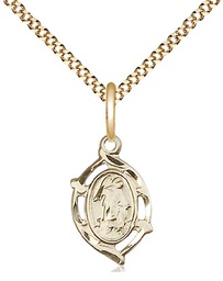 [4154GF/18G] 14kt Gold Filled Guardian Angel Pendant on a 18 inch Gold Plate Light Curb chain