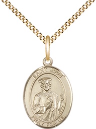[8060GF/18G] 14kt Gold Filled Saint Jude Pendant on a 18 inch Gold Plate Light Curb chain
