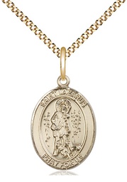 [8066GF/18G] 14kt Gold Filled Saint Lazarus Pendant on a 18 inch Gold Plate Light Curb chain