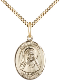 [8064GF/18G] 14kt Gold Filled Saint Louise de Marillac Pendant on a 18 inch Gold Plate Light Curb chain