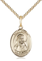 [8064GF/18G] 14kt Gold Filled Saint Louise de Marillac Pendant on a 18 inch Gold Plate Light Curb chain