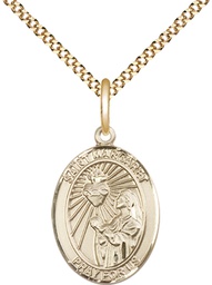 [8072GF/18G] 14kt Gold Filled Saint Margaret Mary Alacoque Pendant on a 18 inch Gold Plate Light Curb chain