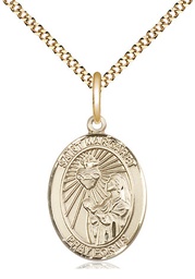 [8072GF/18G] 14kt Gold Filled Saint Margaret Mary Alacoque Pendant on a 18 inch Gold Plate Light Curb chain